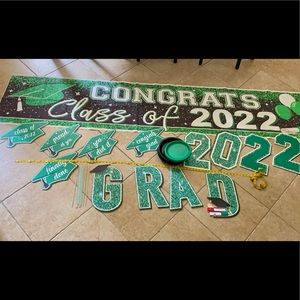 Graduation Decor Banner Yard Signs Green Black Graduation